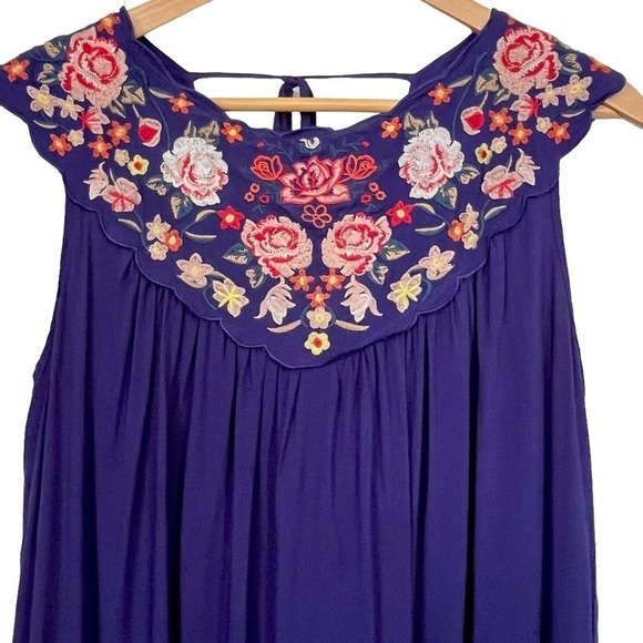 Altar’d State Floral Embroidered Blue Shift Dress Size Medium - Picture 3 of 9